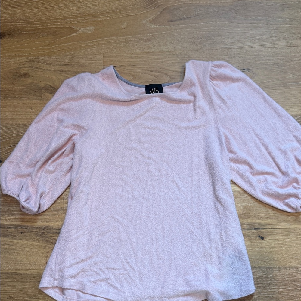 W5 Light Pink Puff Sleeve Blouse